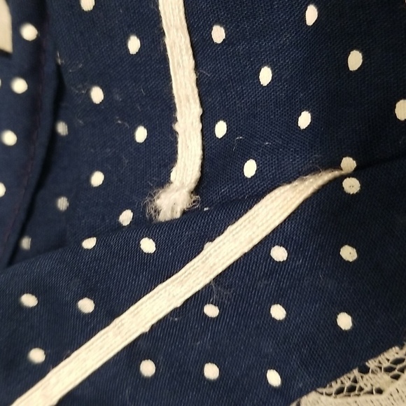 💕H.R.H.💕 Vintage Navy Blue Polka Dot Dress Lace Trim ~ 18 Months - Picture 6 of 10